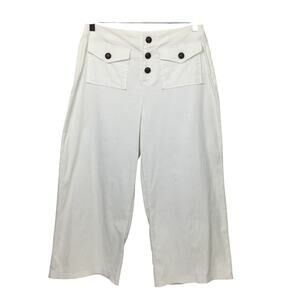 INC Minimalist Casual Flat Front Flap Pocket Neutral Resort Cropped White Pant 8